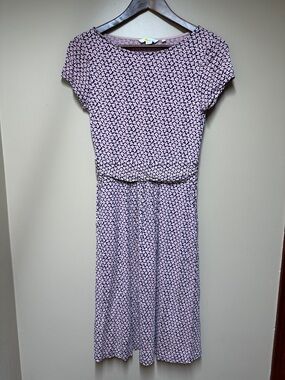 Boden Pink Floral Cap-Sleeve Midi Dress